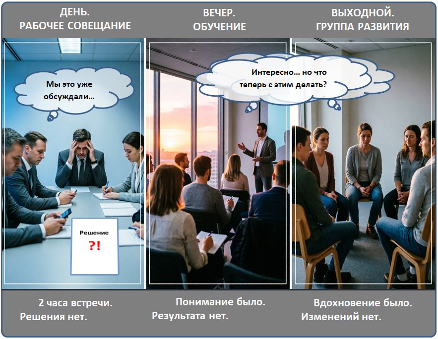 Групповая практика на интенсиве — участники работают в команде